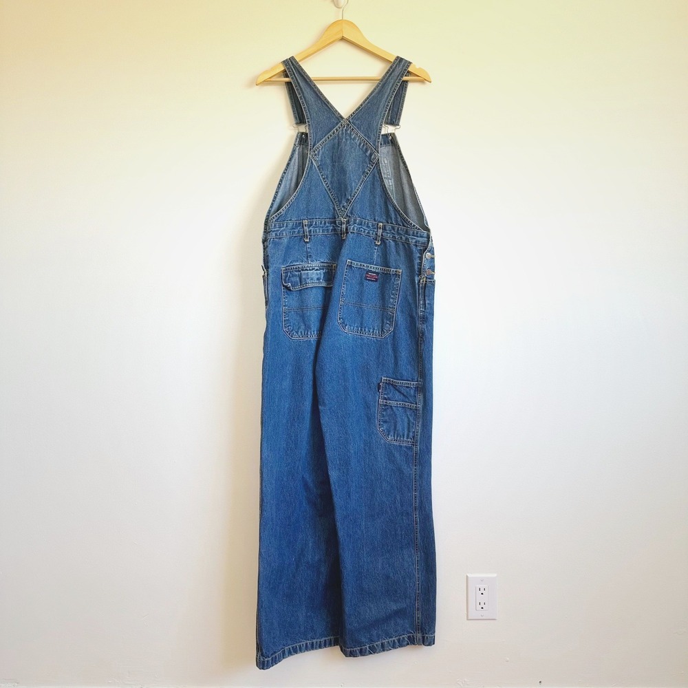 VTG LIFO American Brand Denim Bib Overalls Wide Leg Blue Womens XL Carpenter 90s - Picture 4 of 10